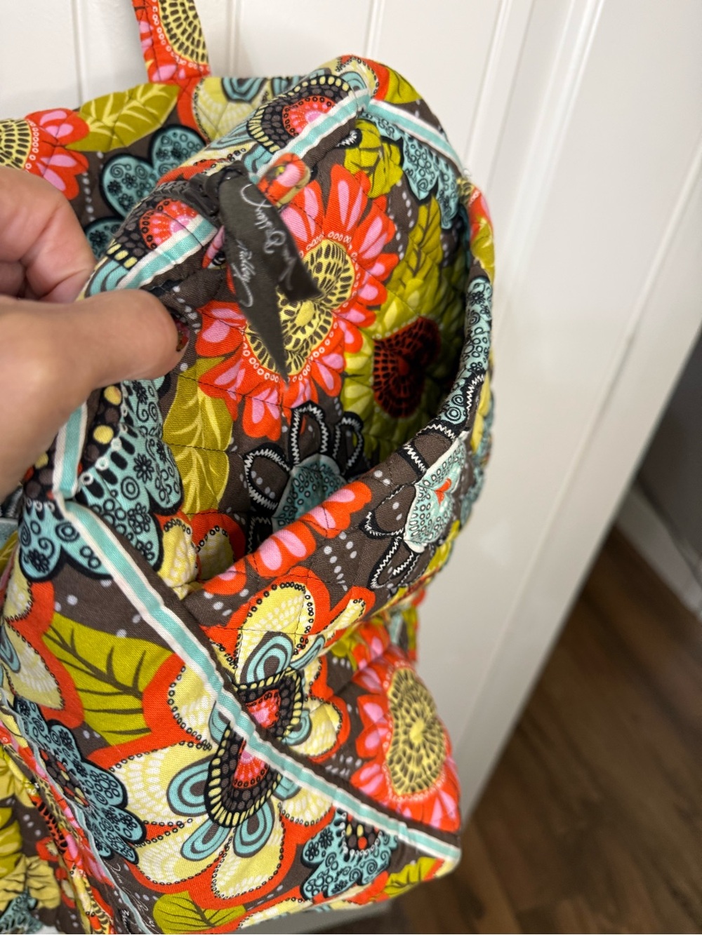 Vera Bradley Quilted Floral Weekender in Yellow, Coral & Turquoise - Picture 4 of 7